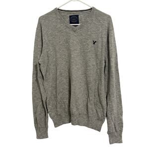 American Eagle Mens Size L Athletic Fit Gray V-Neck Lightweight Sweater